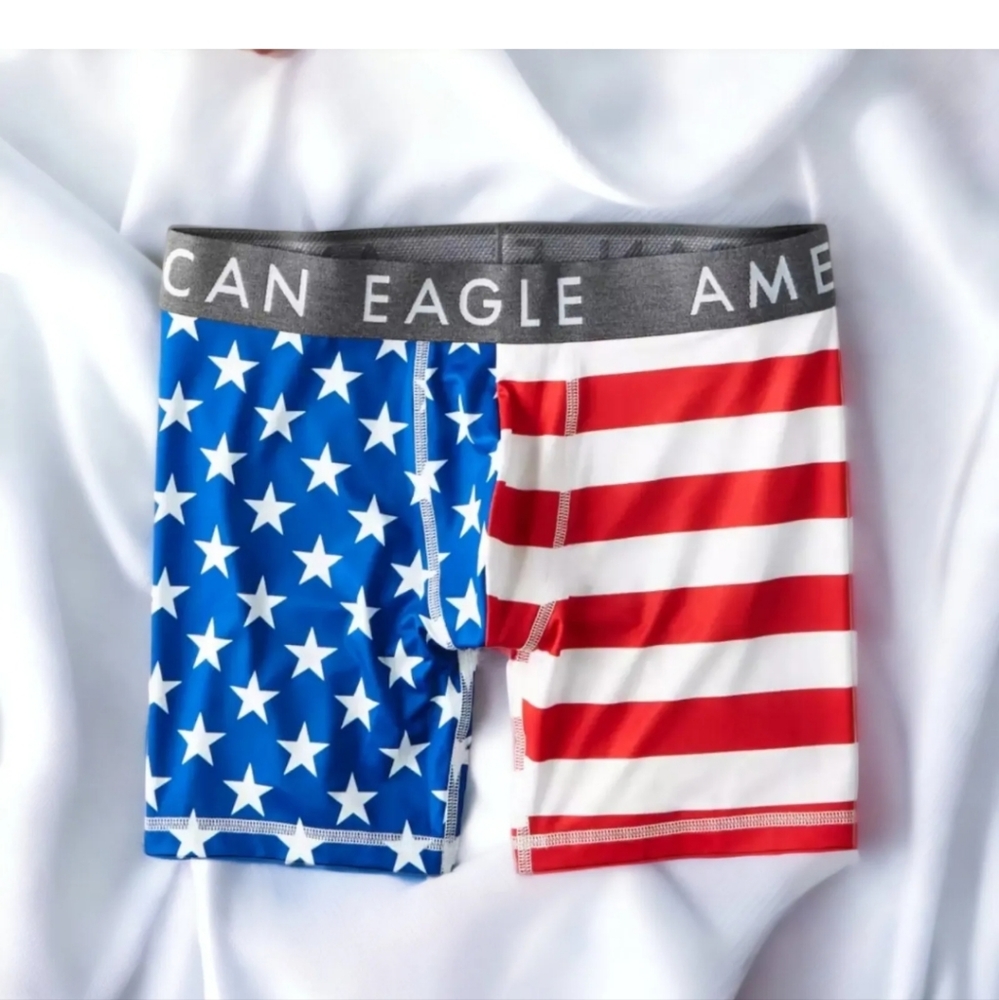 Mens American Eagle Boxer Trunks USA Flag Red White Blue Mult Sizes